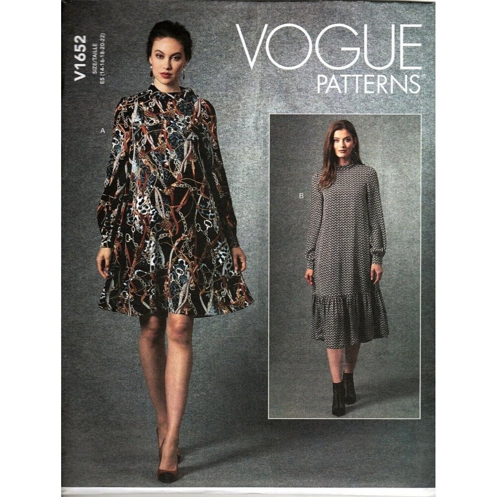 Vogue V1652 Misses 14 to 22 Loose Fit Pullover Dress Easy UNCUT Sewing Pattern